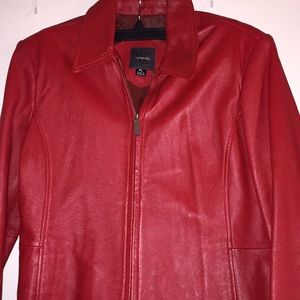 Red Leather Jacket/Size Petite Large